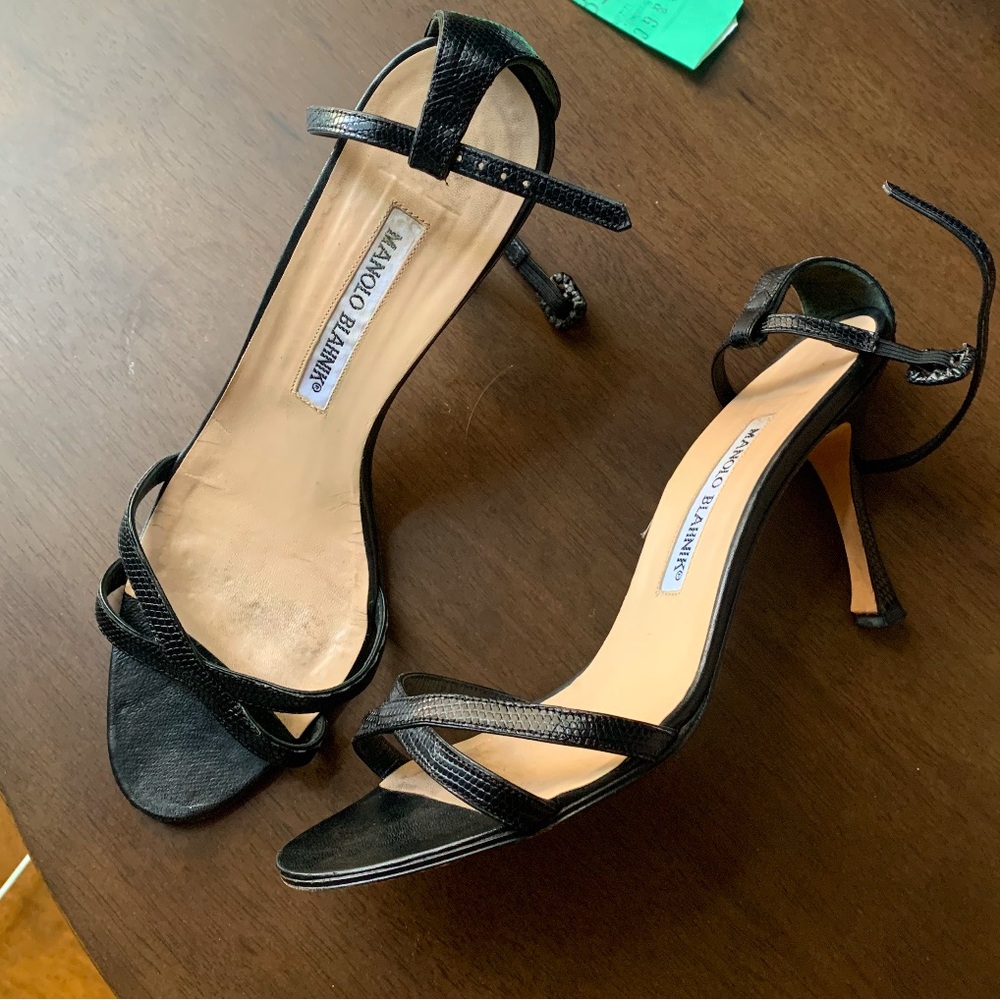 Manolo Blahnik Black Strappy Heels